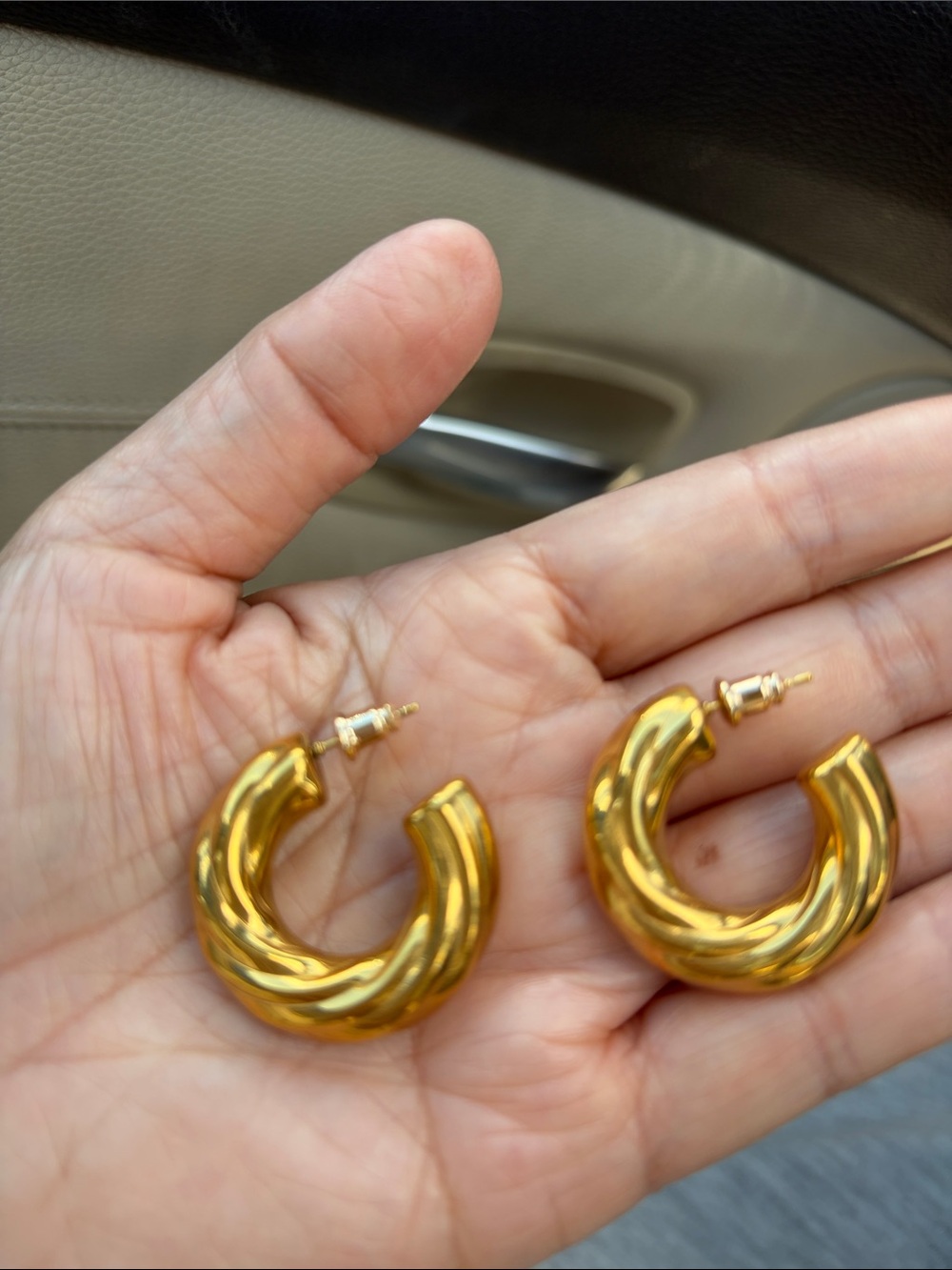 Gold tone Twisted Hoop Earrings - Women Jewelry